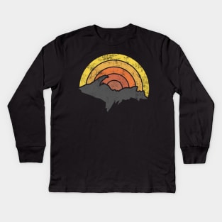 Retro Upper Peninsula Sunrise Kids Long Sleeve T-Shirt